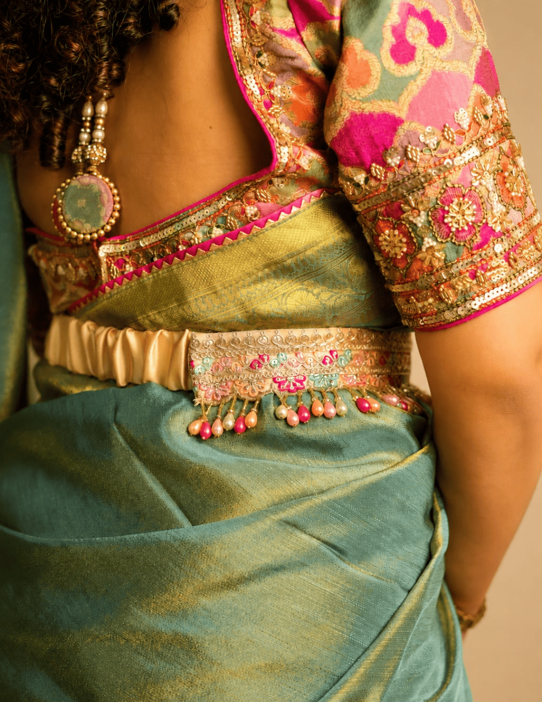 MEHFIL | Pink Embellished Waist Belt for Sarees & Fusion Wear by IQ Edit