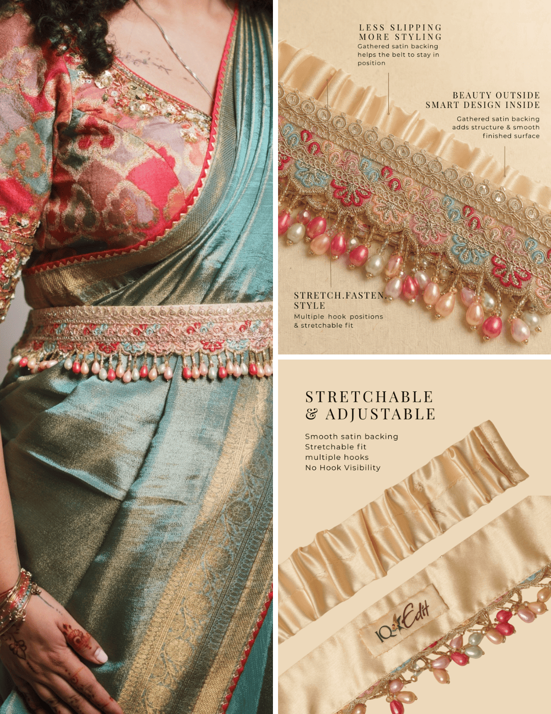 MEHFIL | Pink Embellished Waist Belt for Sarees & Fusion Wear by IQ Edit