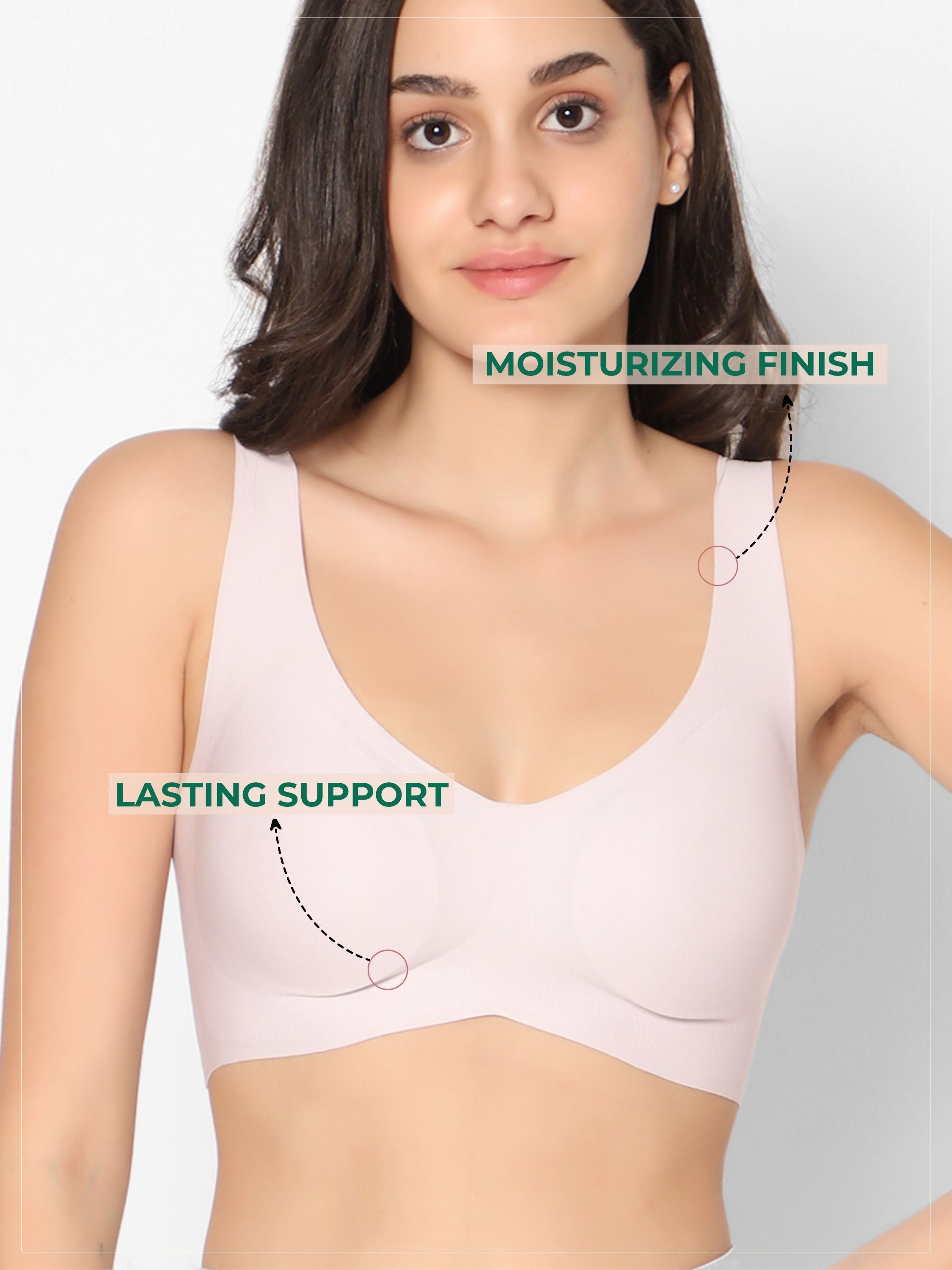  Ceramide Infused Wireless  Bra in Color-Light Pink