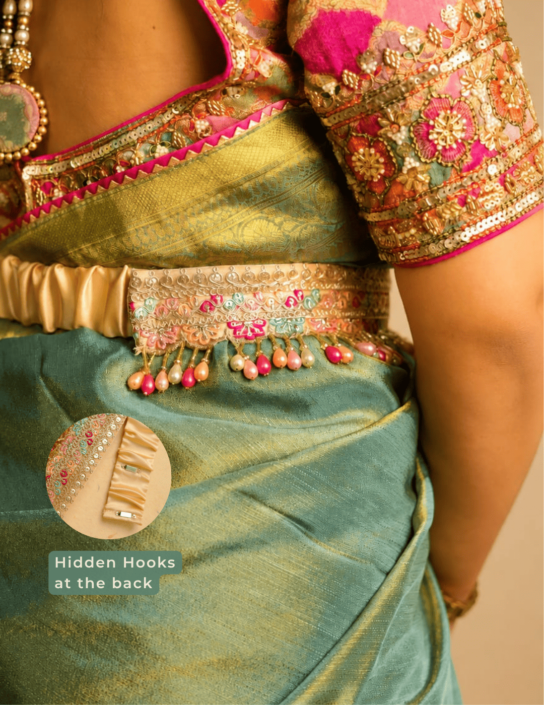 MEHFIL | Pink Embellished Waist Belt for Sarees & Fusion Wear by IQ Edit