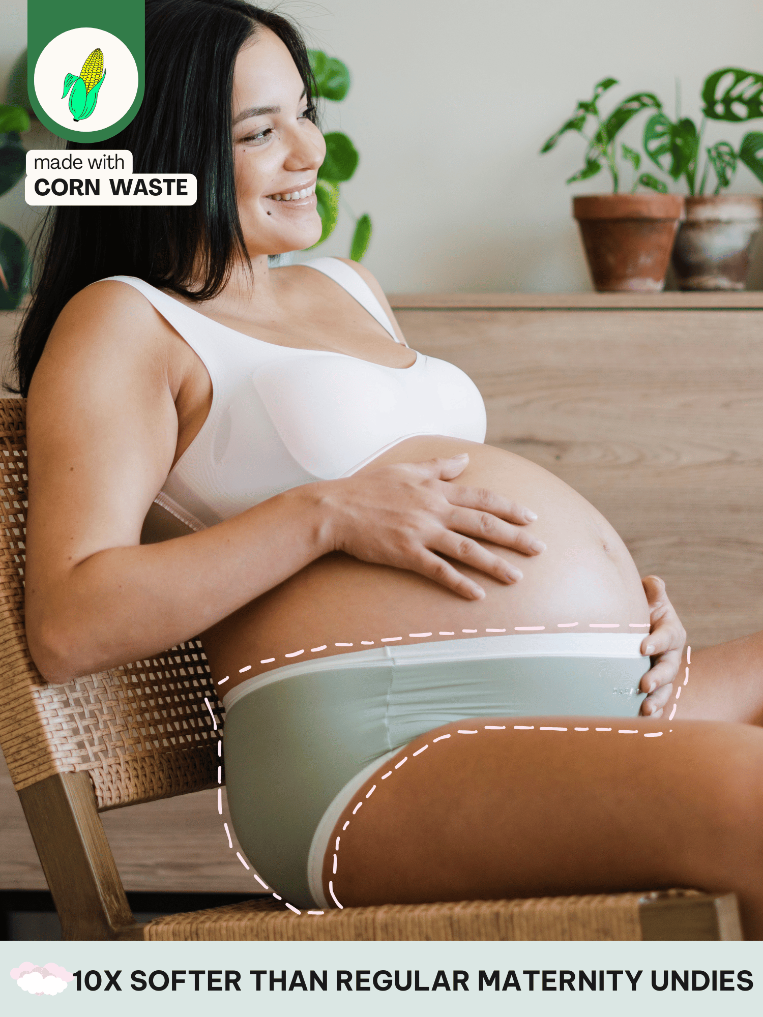 Maternity Soft Corn Bae Full Coverage Plant-Based Boy Shorts Underwear