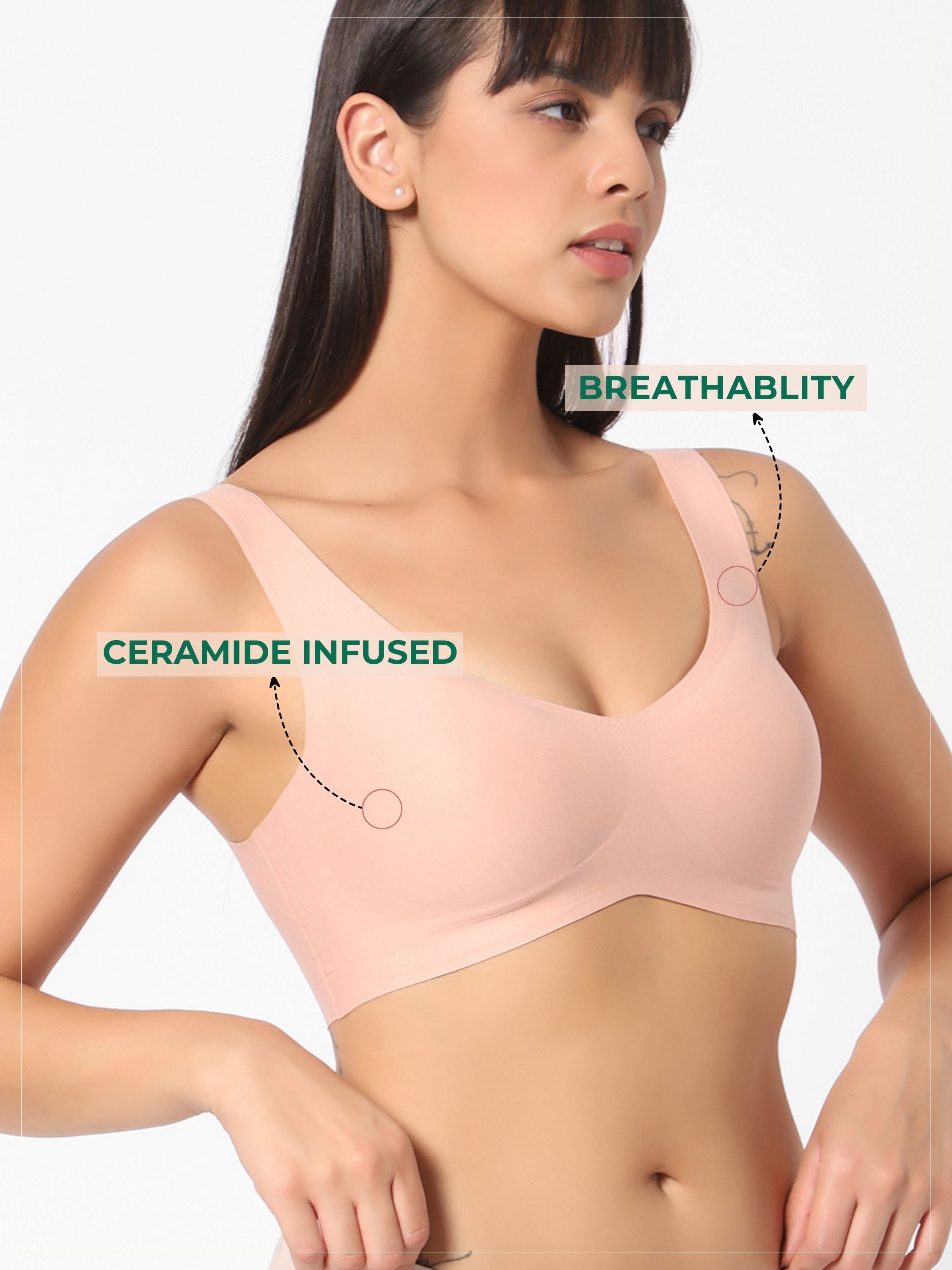 Ceramide Infused Wireless One Size Seamless Beauty Bra