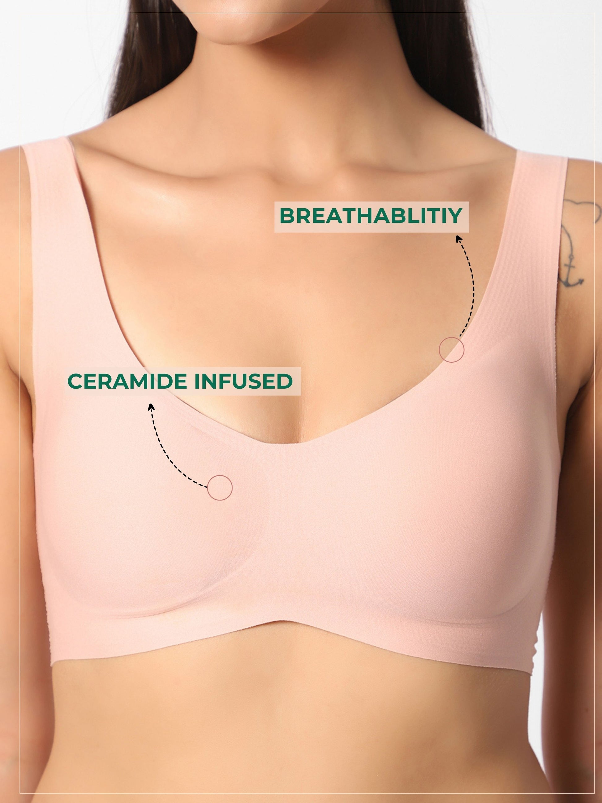 Ceramide Infused Wireless One Size Seamless Beauty Bra