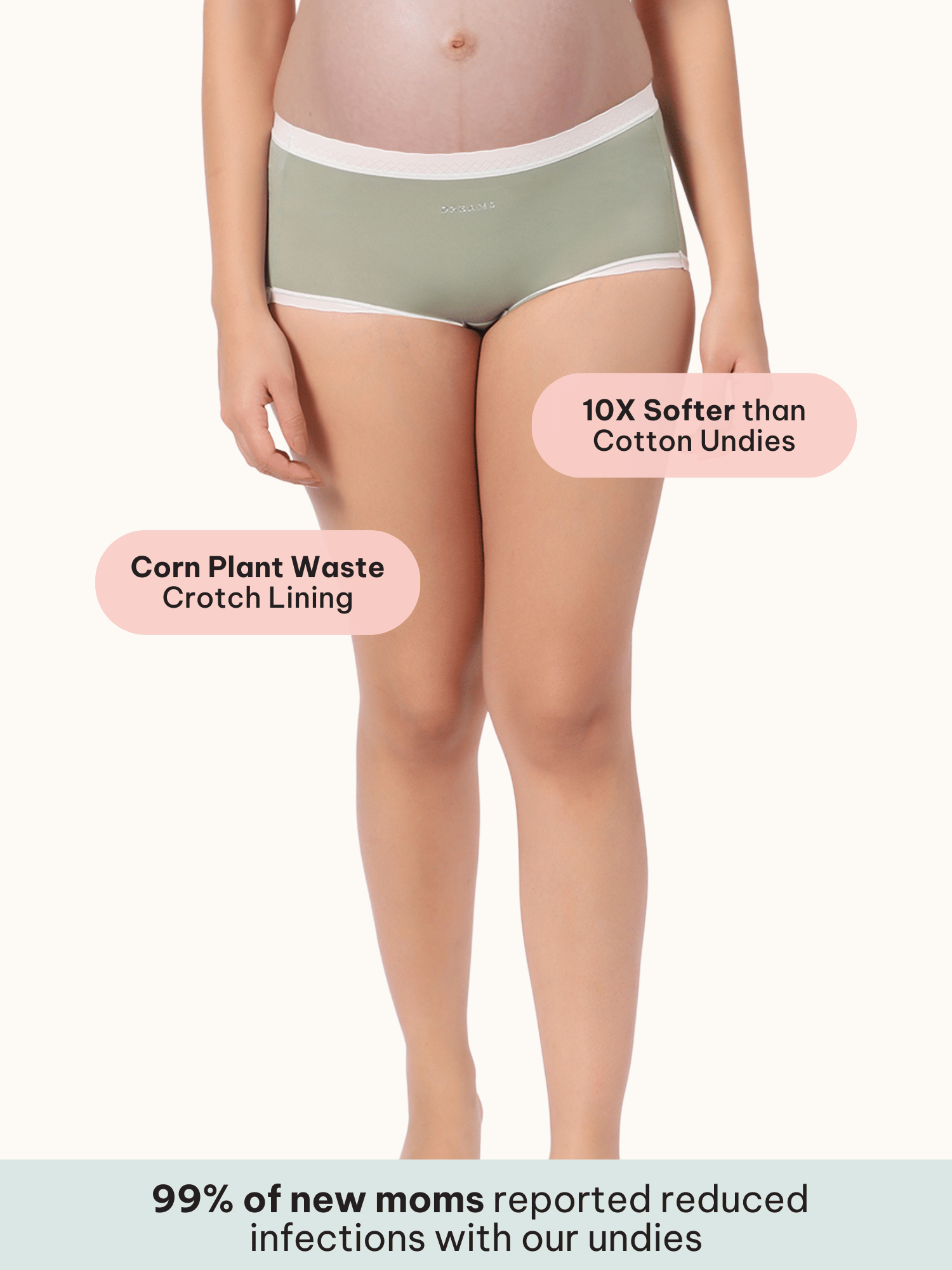 Maternity Soft Corn Bae Full Coverage Plant-Based Boy Shorts Underwear