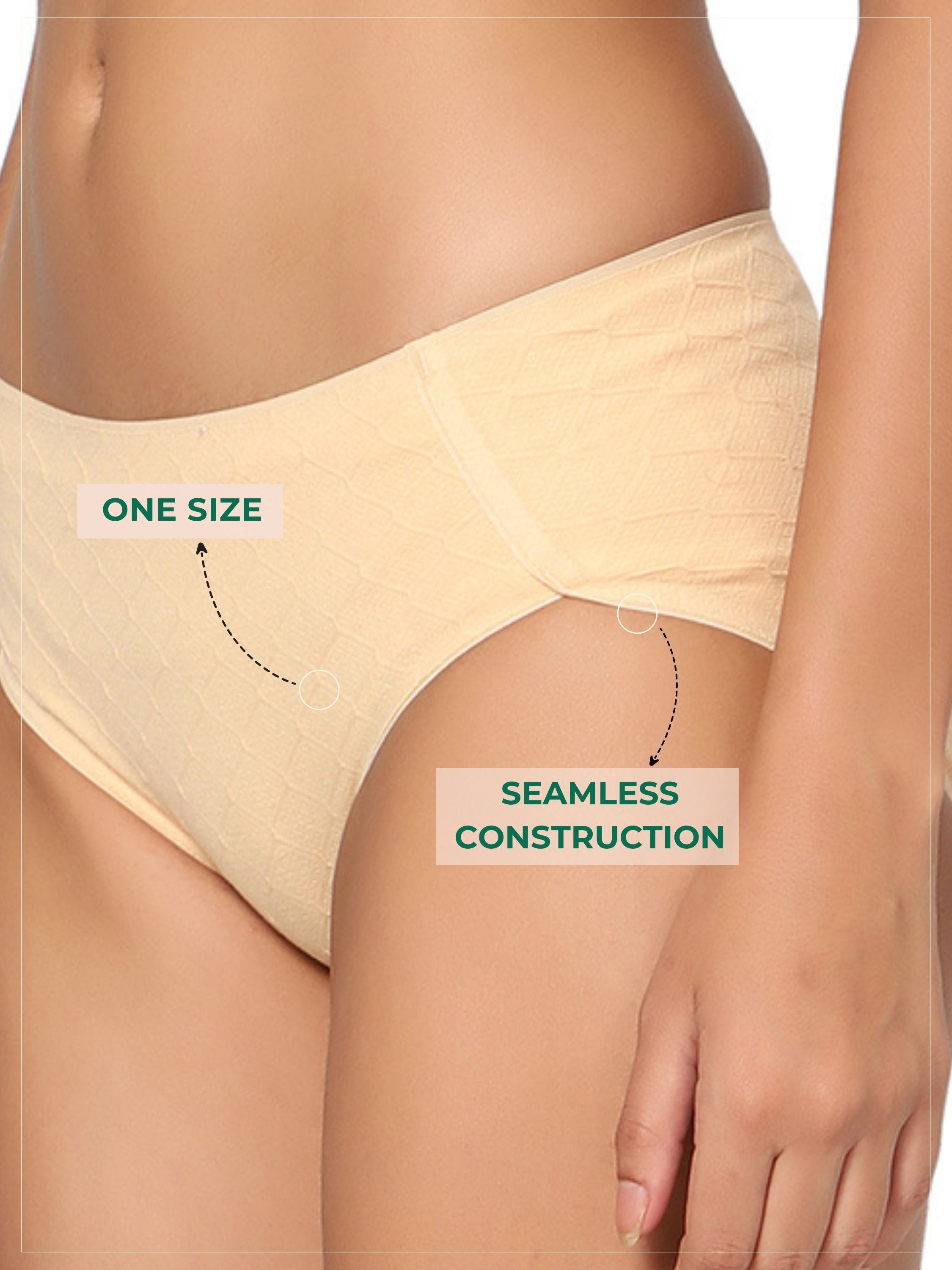  Cotton Seamless Hipster Full Coverage Underwear in yellow color