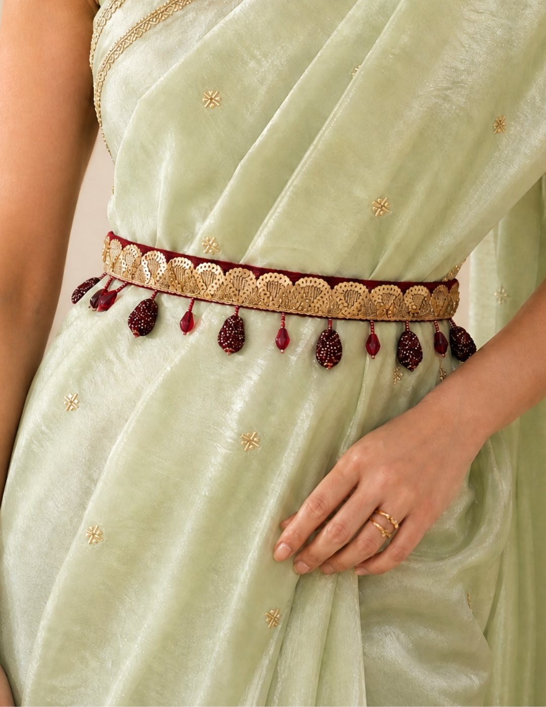 MEHFIL | Pink Embellished Waist Belt for Sarees & Fusion Wear by IQ Edit