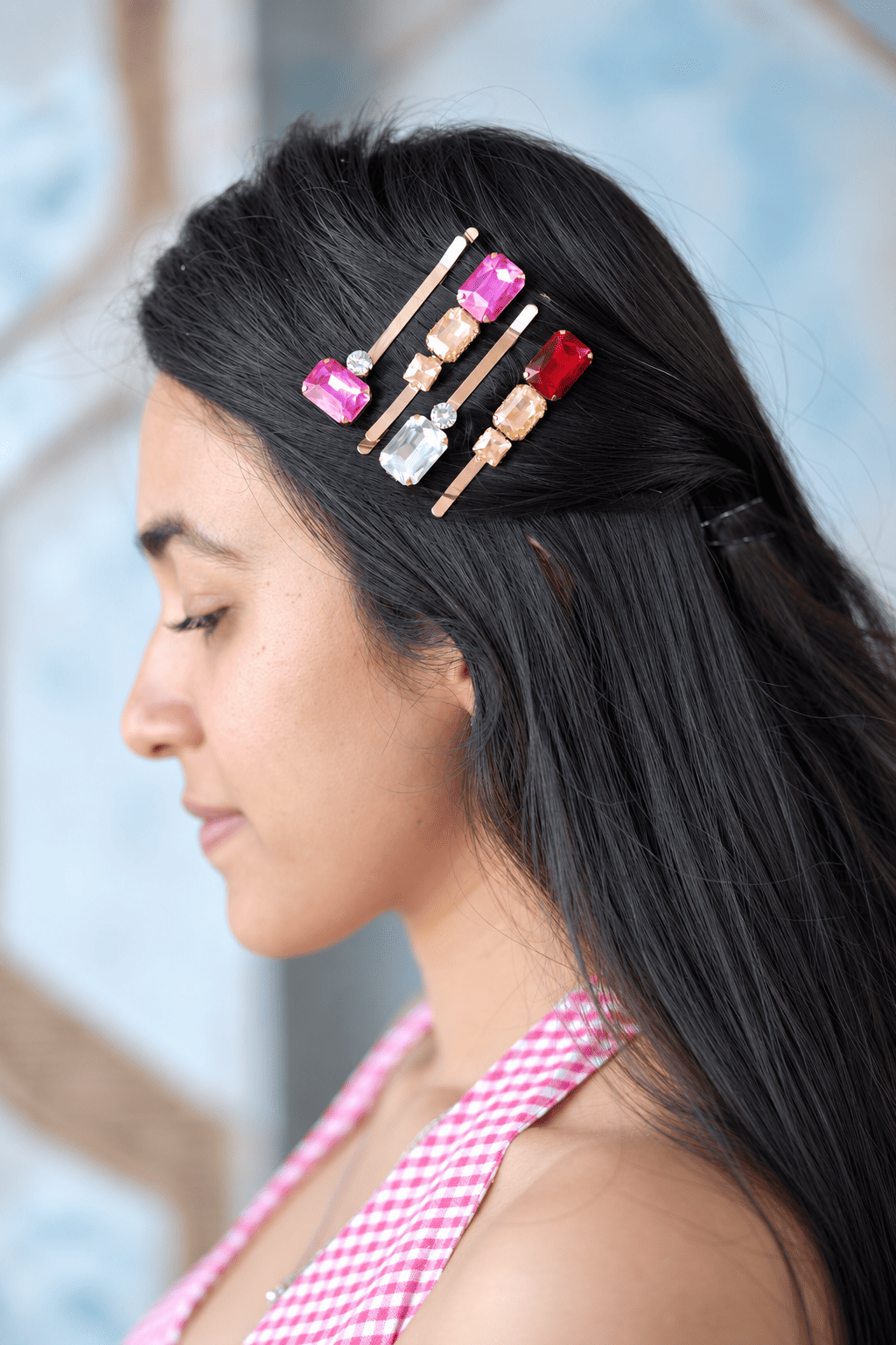 Ruby & Pink Crystal Hair Pins – Set of 4 | IQ Edit