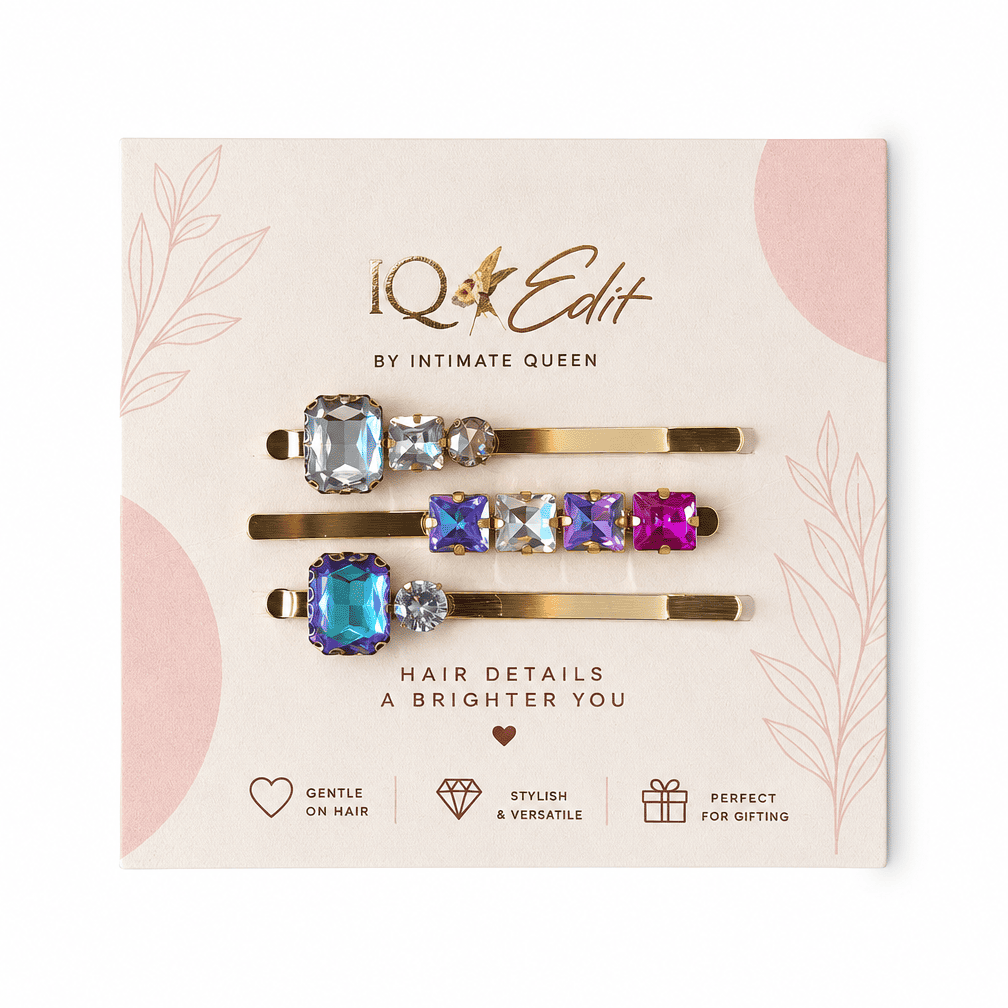 IQ Edit multicolour crystal hair pins set of three