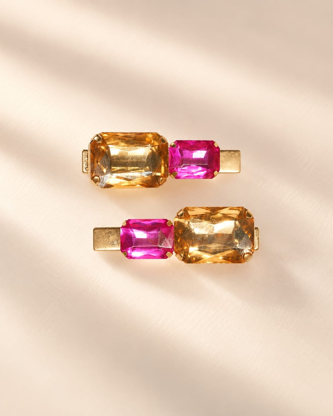 Set of two Korean-inspired crystal hair clips for girls