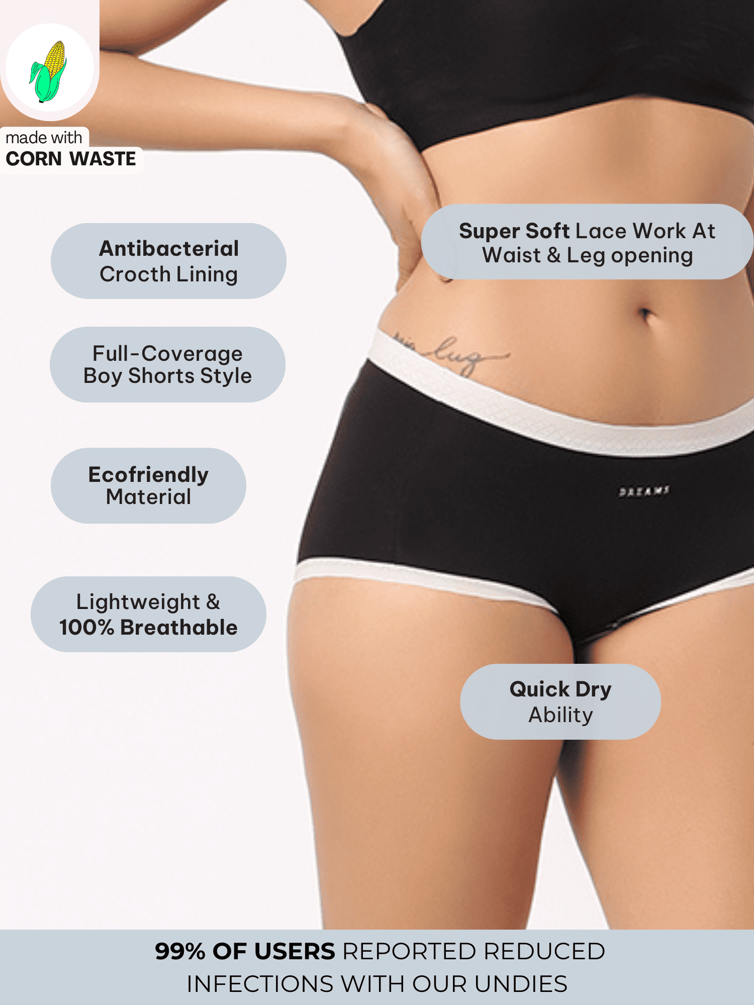 Corn Bae Cloud-Soft Lacy Boyshorts - Rash-Free. Feels Like a Hug.