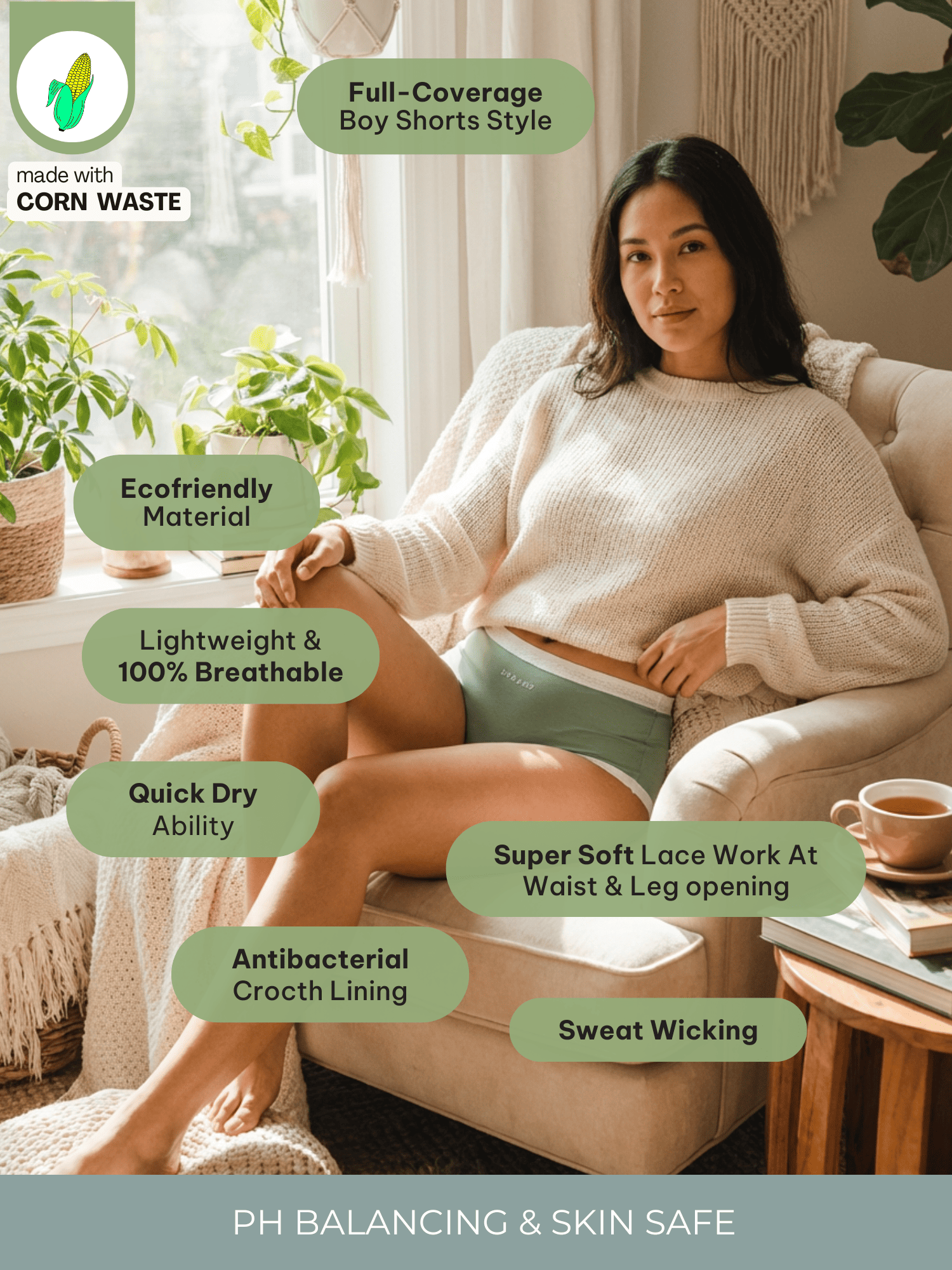 Corn Bae Cloud-Soft Lacy Boyshorts - Rash-Free. Feels Like a Hug.