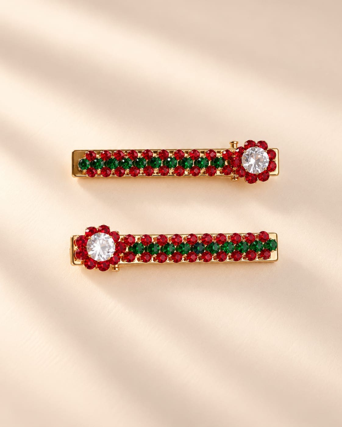 Red & Green Beaded Hair Clips for Girls – Set of 2 | IQ Edit