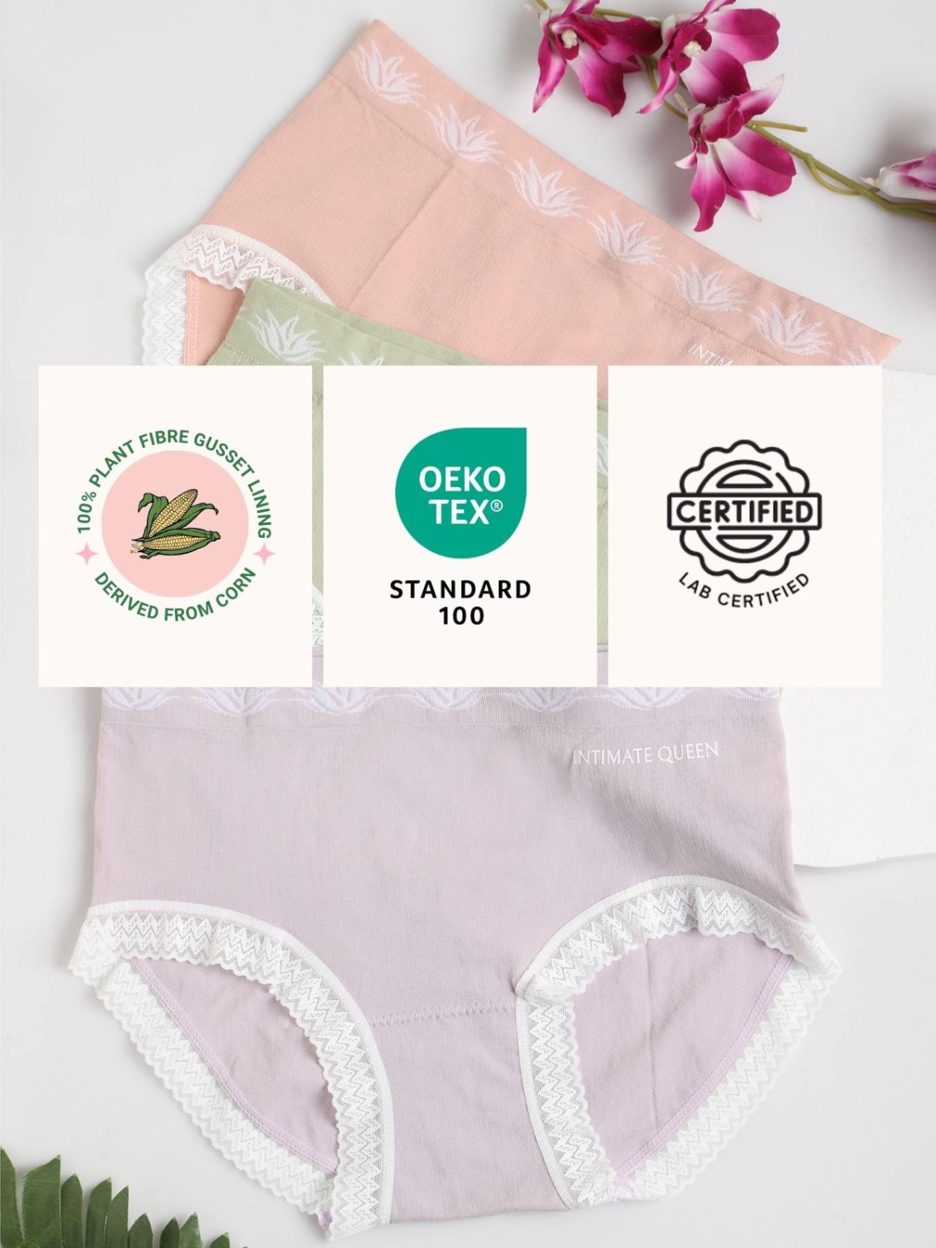 Solid Cute Hipster Moisture Wicking Lingerie Set